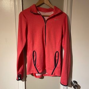 Coral Nike Zip Up woth Navy Blue Accents